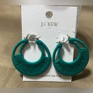 J. Crew Vibrant Green Hoop Earrings